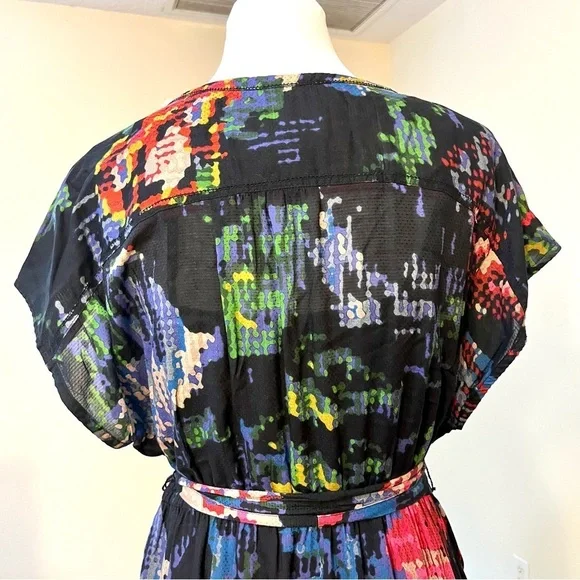 Anthropologie Astrid Needlepoint Floral Pockets V-Neck Dress Modal bobo size M - Picture 12 of 13